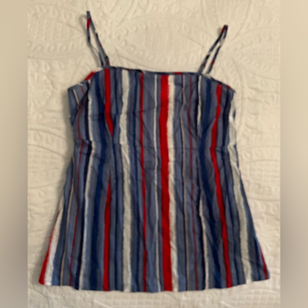 Marc By Marc Jacobs Red, White & Blue Striped Top With Adjustable Straps